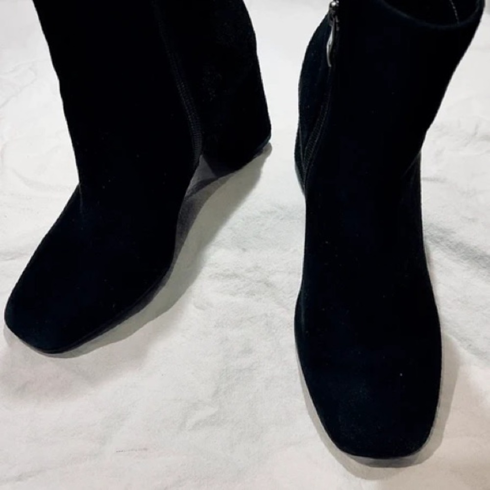 Elegant Black Suede Heeled Boots for Women